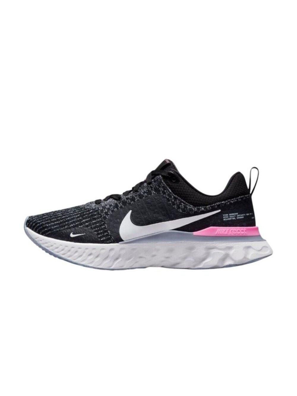 Nike React Infinity Run Flyknit 3 Running Shoes Men 11.5 BlackGrey Pink Athletic